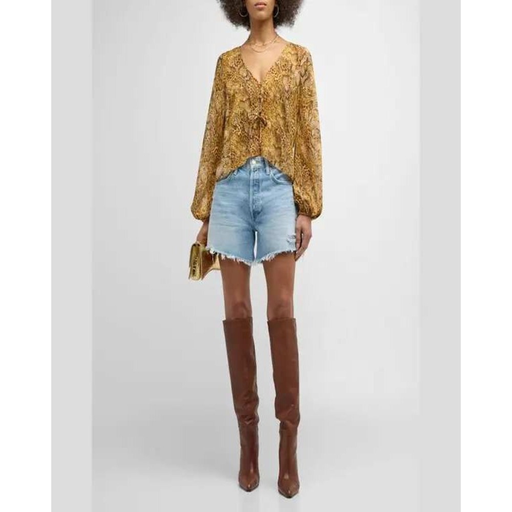 L'AGENCE Pixie Blouse Top in Gold Size Medium